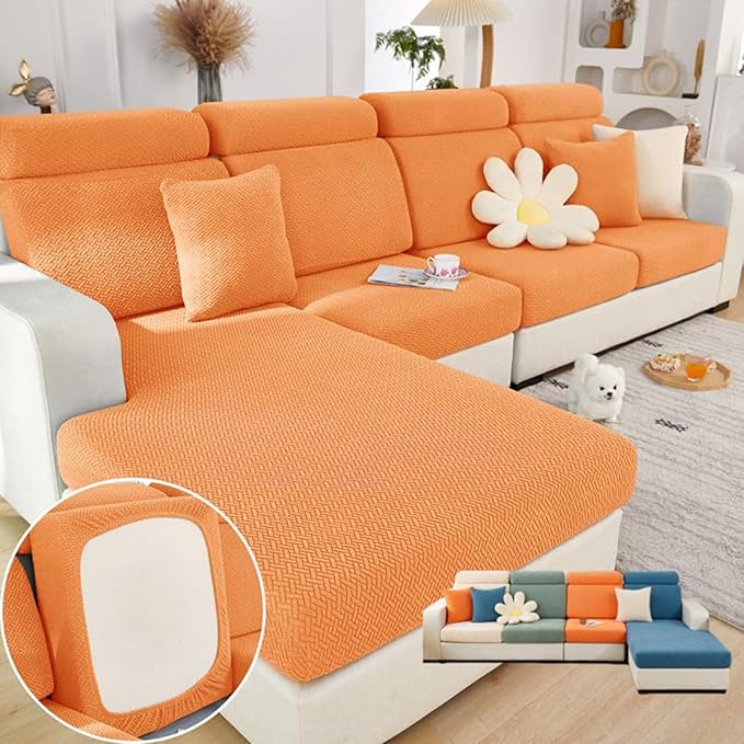 Soothing Home Sofa Covers, Sofa Hero Covers, Wear-Resistant Universal Couch Covers Washable Stretch Sectional Couch Cushion Covers (Orange,Back Cover M)