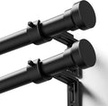 YaFex Curtain Rods 2 Pack 32-118 Inch, Heavy Duty 1 Inch Curtain Rod, Black Long Adjustable Window Treatment Rods,Modern Design, Easy Installation