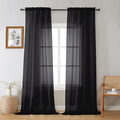 Gwine Black Sheer Curtains 108 Inches Long 2 Panels Set, Voile Light Filtering Window Treatment Drapes for Living Room Bedroom Canopy, Each 42Wx108L inches, 9 Ft, Black
