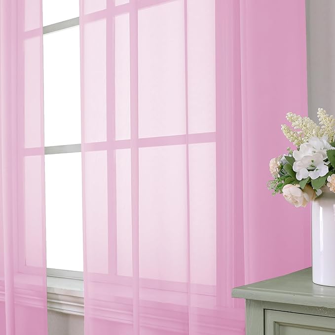Aiyufeng Pink Sheer Curtain Window Drapes