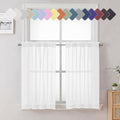 Lecloud 36 Inch White Sheer Curtains Tiers 2 PCS with Dual Rod Pockets, Airy & Breathable Half Small Curtain for Bedroom Living Room Kitchen, Voile Sheer Tiers Cafe Cupboard Decor, 40X36 Inches