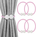 Melaluxe 4 Pack Magnetic Curtain Tiebacks, Decorative Curtain Holdbacks for Window Décor (Pink)