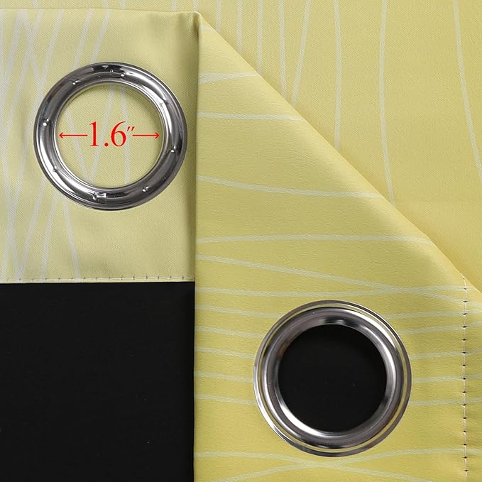 Estelar Textiler Black and Yellow Ombre Blackout Curtains 90 Inch Length 2 Panels Set, Thermal Insulated Drapes for Bedroom,Full Room Darkening Grommet Gradient Curtains for Living Room,52Wx90L