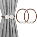 Melaluxe 2 Pack Magnetic Curtain Tiebacks, Decorative Curtain Holdbacks for Window Décor (Coffee)