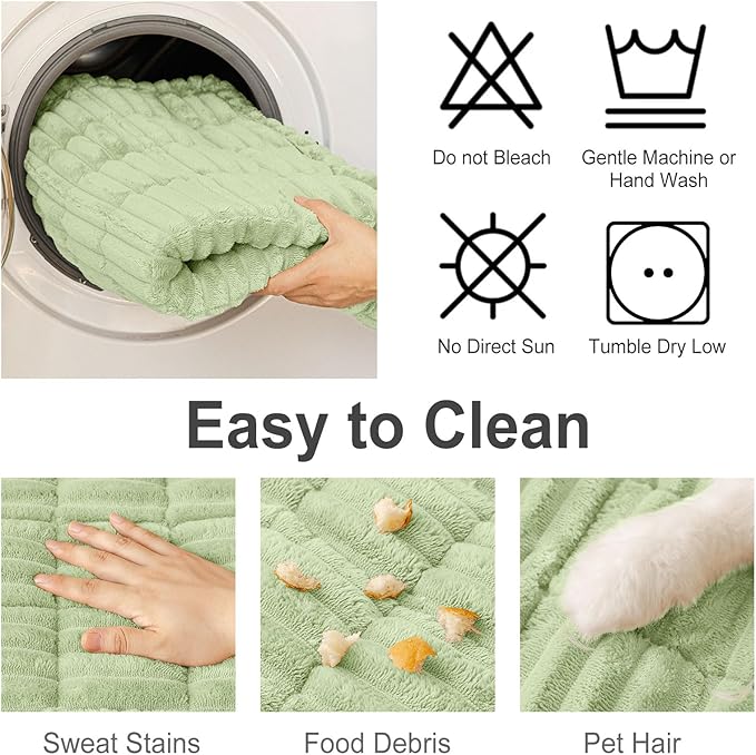hyha Couch Covers for Dogs Washable, Non Slip Plush Dog Sofa Protectors, Fuzzy Pet Couch Covers for 3 Cushion Sofa Pet Friendly (Green, 27.6" x 70.9")