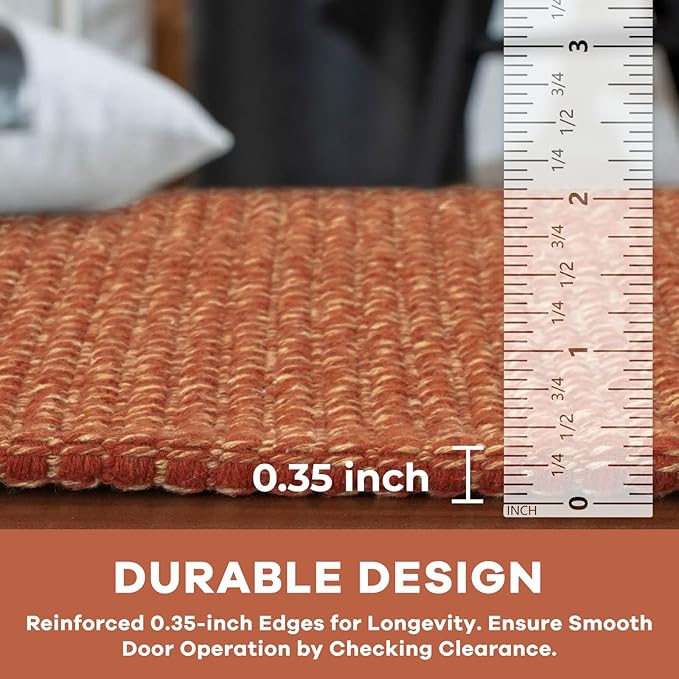 KOZYFLY Washable Area Rug 4x6 ft Non Slip Rubber Backed Living Room Rugs Braided Woven Cotton Kitchen Rugs Indoor Outdoor Entryway Rug Floor Carpet for Dining Living Room Bedroom, Orange/Tan