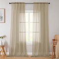 Taupe Sheer Curtains for Bedroom Living Room 96 Inches Long 2 Panels, Modern Airy Soft Lightweight Rod Pocket Light Filtering Sheer Curtains Drapes, Taupe, Each 42" Wx96 L Inch