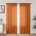 Gwine Sheer Curtains 72 Inches Long 2 Panels for Front Door, Light Filtering Fall Sheer Curtains for Living Room, Rod Pocket Window Treatments Drapes, Each 42 Wx72 L, Burnt Orange