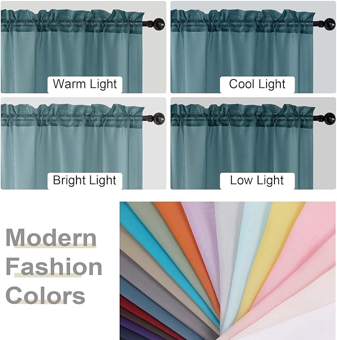 Dusty Blue Sheer Curtains for Bedroom Living Room 96 Inches Long 2 Panels, Modern Airy Soft Lightweight Rod Pocket Light Filtering Sheer Curtains Drapes, Dusty Blue, Each 42" Wx96 L Inch