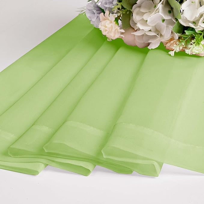 OWENIE Lime Sheer Curtains for Bedroom Living Room 54 Inch Length 2 Panels Set, Soft Solid Light Filtering Sheer Short Curtains for Small Window, 2 Pcs Total 84 Width 54 Long, Lime