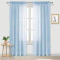 DWCN Sky Blue Sheer Curtains Semi Transparent Voile Rod Pocket Curtains for Bedroom and Living Room, 52 x 84 inches Long, Set of 2 Panels