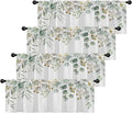 Emvency 4 Pack Valances Window Treatments, Green Eucalyptus Leaves Summer Blackout Adjustable Valances for Living Room Bathroom Bedroom Kitchen Over Sink, 52x18 Inch Rod Pocket