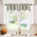 NICETOWN Small Window Curtain Valance - Farmhouse 42 inches by 18 inches Thermal Insulated Scalloped Rod Pocket Valance for Boy Bedroom/Living Room/Kitchen Window Decor, Natural, 1 Panel