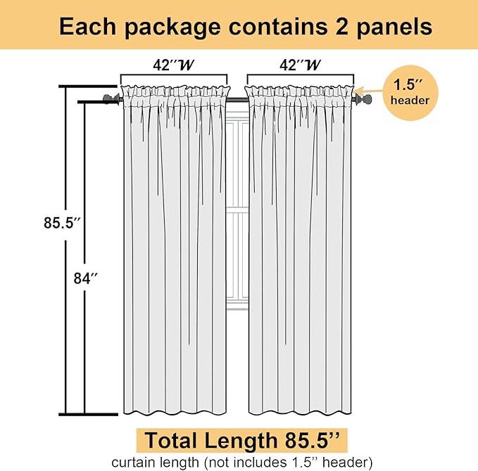 Lecloud Lime Sheer Curtains 84 Inches Long 2 Panels, Solid Voile Light Filtering Long Curtains for Living Room Bedroom, Dual Rod Pockets Transparent Window Treatment Drapes, Each Panel 42" W x 84" L