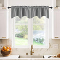 NICETOWN Room Darkening Window Valance - Solid Thermal Insulated 42 inches by 18 inches Scalloped Pole Pocket Curtain/Drape Panels for Basement/Cafe Store, Silver Grey, Package of 2 Panels