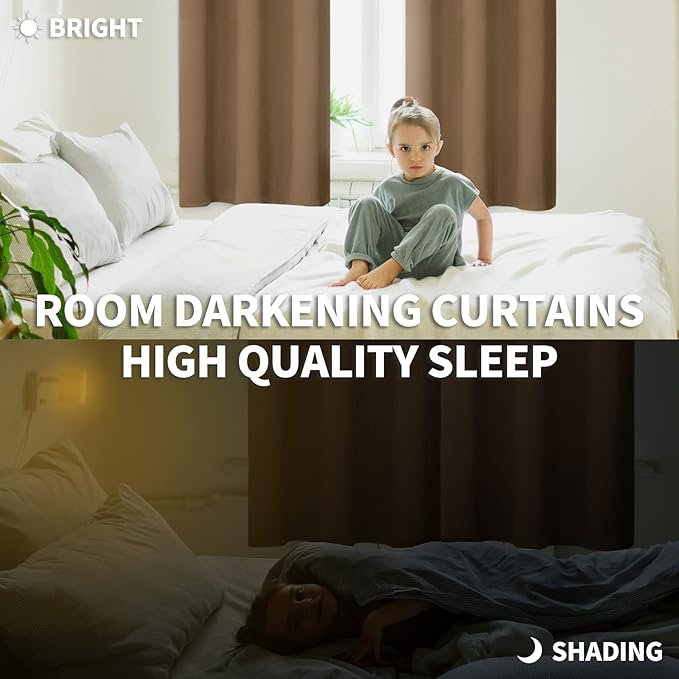 BGment Blackout Curtains for Living Room - Grommet Thermal Insulated Room Darkening Curtains for Bedroom, 2 Panels of 52 x 63 Inch, Taupe