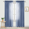 DWCN Sheer Curtains Semi Transparent Voile Rod Pocket Curtains for Bedroom and Living Room, Dusty Blue, 52 x 84 inches Long, Set of 2 Panels