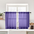 Purple Sheer Curtains Tier 30 Inches Length 2 Panels Set, Light Filtering Lightweight Soft Window Treatments Drapes, Cute Elegant Cafe Curtains for Nursery, Dual Rod Pocket, 2x42Wx30L Inches
