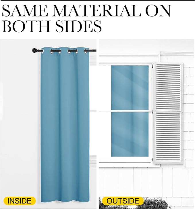 NICETOWN Teal Blue Blackout Curtains 78 inches Length for Living Room, 2 Panels, 55" Wide, Thermal Insulated Decoration Drapes for Bedroom Window