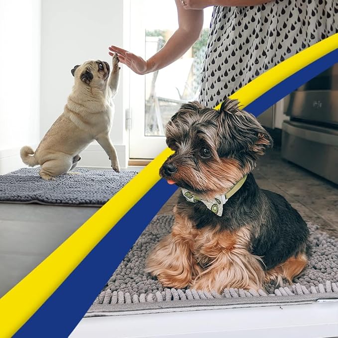 Muddy Mat® | Super Absorbent Door Mat Indoor, Microfiber Quick Dry Chenille Entryway Rug, Non-Slip Front Door Mat, Indoor Mats for Entryway, Machine Washable Pet Rug, Grey 6ft x 9ft