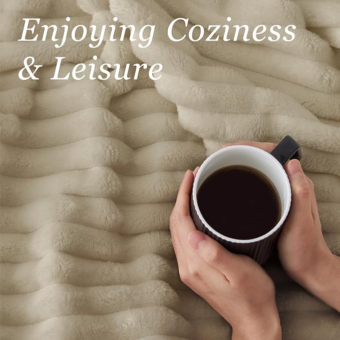 BEDELITE King Size Blanket for Bed, 300GSM Soft & Warm Fleece Blanket, Decorative and Giftable Striped Linen Blankets for Women, Men, 108"x90"