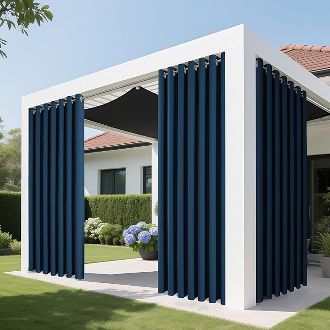 Joydeco Blackout Patio Sliding Door Curtains 84 Inches Long, Grommet Privacy Room Divider Curtains, Extra Wide Thermal Blackout Drapes for Bedroom Living Room (Navy Blue, 80Wx84L, 1 Panel)