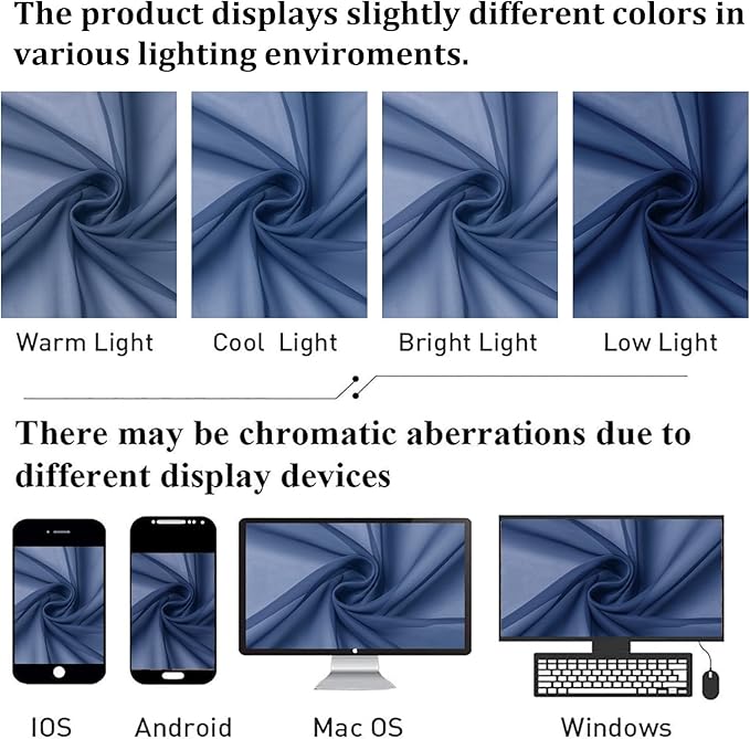 Lecloud Royal Blue Sheer Curtains 36 Inch Length 2 Panels, Solid Voile Cafe Kitchen Curtains, Dual Rod Pocket Airy Gauzy Curtain Tiers for Bedroom, Each Panel 42 X 36 Inch