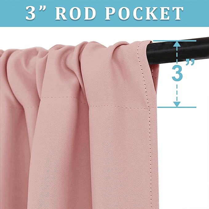 RYB HOME Blackout Curtains for Bedroom Living Room 63 inches Long, Thermal Insulated Privacy Rod Pocket Drapes for Nursery Office Home Theater, Width 42 by Length 63, Peach Blush, 2 Panels