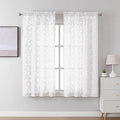 Lecloud Leia White Sheer Curtains 45 Inch Length 2 Panels, Elegant Balance Light & Privacy Jacquard Textured Leaf Voile Curtains, Dual Rod Pockets Drapes for Bedroom Living Room, 28" W x 45" L