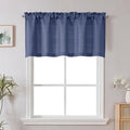 Chyhomenyc Blue Short Curtain Valance for Windows, Faux Linen Textured Half Window Curtains, Burlap Solid Topper Small Curtain Valance for Bathroom Laundry Basement, 60Wx24L Inch, 1 Piece