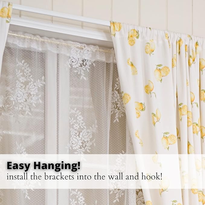 Yafa Home Fashion Heavy Duty Single Standard Adjustable Curtain Rod Hardware Included (White, 18"- 28")