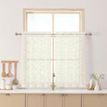 Chyhomenyc Ivory Sheer Curtains 36 Inch Length, Light Filtering Leaf Tufted Textured Small Window Kitchen Curtain Over Sink, Short Half Window Curtains for Bathroom Basement, 30" Wx36 L, 2 Panels