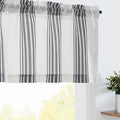 jinchan Striped Linen Valance Curtain 16 Inch Vertical Striped Valance for Kitchen Bathroom Light Filtering Window Treatment Rod Pocket Farmhouse Rustic Semi Sheer Short Window Curtain 1 Panel Black