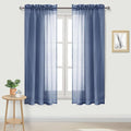 DWCN Sheer Curtains Semi Transparent Voile Rod Pocket Curtains for Bedroom and Living Room, Dusty Blue, 42 x 63 inches Long, Set of 2 Panels