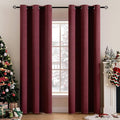 MIULEE Christmas Blackout Curtains, Room Darkening Thermal Insulated Drapes Solid Window Treatment Set Grommet Top Light Blocking Curtain for Living Room/Bedroom 2 Panels 42x84 inch,Wine Red