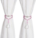 SUQ I OME 1 Pair of Luxury Crystal Beaded Magnetic Curtain Tieback and Holdback Curtain Clips Curtain Buckle Curtain Holder Blingbling Curtain Holdbacks for Drapes,Bright Pink
