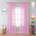 Lecloud Sheer Curtains 96 Inches Long 2 Panels, Light Pink Farmhouse Voile Curtain for Windows, Soft Airy Curtains for Living Room Bedroom Rod Pocket, Each Panel 42 X 96 Inch