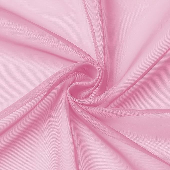Pink Valances for Windows, Pink Sheer Curtains 14 Inch Length 2 Pack Kitchen Curtain, Modern Solid Mini Small Window Curtains for Cafe Bathroom Basement, Pink, Each 42" Wx14 L Inches