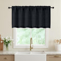 Black Valances for Windows, Light Filtering Faux Linen Textured Small Short Valance Curtains for Bathroom Basement Farmhouse, Rod Pocket Top Half Curtains for Windows, 60Wx24L Inch
