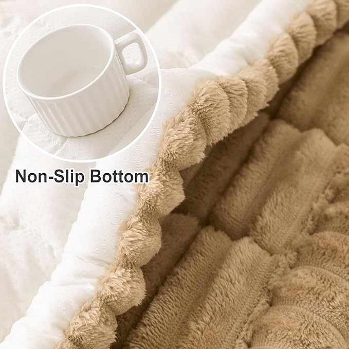 hyha Couch Covers for Dogs Washable, Non Slip Plush Dog Sofa Protectors, Fuzzy Pet Couch Covers for 3 Cushion Sofa Pet Friendly (Camel, 27.6" x 88")