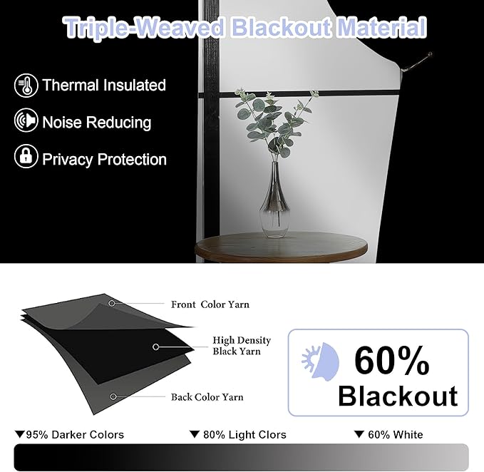 Simplebrand Ava Natural Blackout Curtains for Bedroom, 72 Inch Length, 2 Panels Set, Privacy Thermal Insulated Rod Pocket Window Curtains for Patio, French Door, W40 x L72 Inch