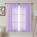 Gwine Lilac Sheer Curtains 63 Inch Length for Living Room 2 Panels, Light Filtering Rod Pocket Window Curtain Treatment for Bedroom, Voile Elegant Sheer Drapes，Each 42" Wx63 L, Lilac