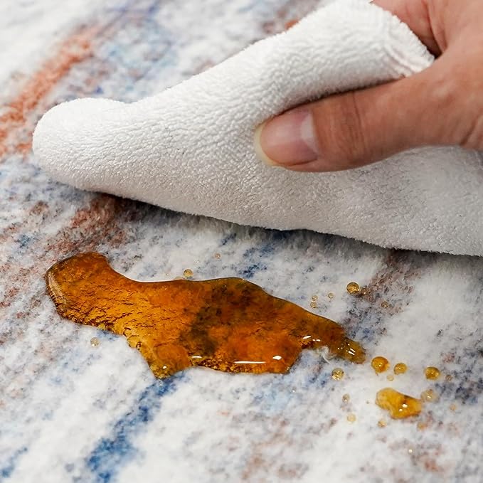 2x4 Washable Entryway Runner Rugs: Easy-to-Clean Runners for Hallway Bedroom - Stain and Water Resistant Rug with Non-Slip Backing - Soft Low-Pile Door Mat Kitchen Carpet Navy Grey