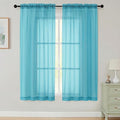 Sheer Curtains 63 Inch Length 2 Panels Set for Living Room Bedroom, Airy Soft Light Filtering Sheer Dining Room Curtains, Modern Rod Pocket Drapes, Aqua, Each 42" Wx63 L