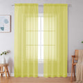Simplebrand Lemon Sheer Curtains 84 Inches Long, Light Filtering Rod Pocket Solid Color Window Sheer Curtain Panels, Elegant Curtains & Drapes for Living Room, Bedroom 2 Panels (Lemon, 42" W x 84" L)
