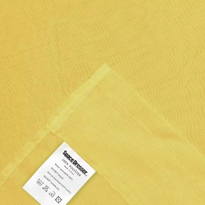 SpaceDresser Yellow Sheer Curtains 4 Panels Rod Pocket Semi-Sheer Curtain 63 Inches Long Light Filtering Voile Window Drapes for Bedroom Living Room Kitchen, Each 52W x 63L