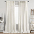 Elegant Cream Linen Curtains Semi Sheer Curtain 98 Inches Long for Bedroom Neutral Light Filtering Drapes for Livingroom 2 Penels Set Back Tab Window Curtains Linen Textured 52x98