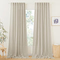 RYB HOME Semi Sheer Curtains 120 inches Long, Light Filtering Half Privacy Window Curtains & Drapes for Bedroom Living Room Floor to Ceiling Window, Angora, W 52 x L 120 inches, 2 Panels Set