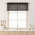 Chyhomenyc Chocolate Sheer Valances for Windows 14 Inch Length 2 Pcs, Light Filtering Leaf Textured Cafe Short Kitchen Curtains, Top Small Curtain for Living Room Bedroom Basement, 42" W x 14" L