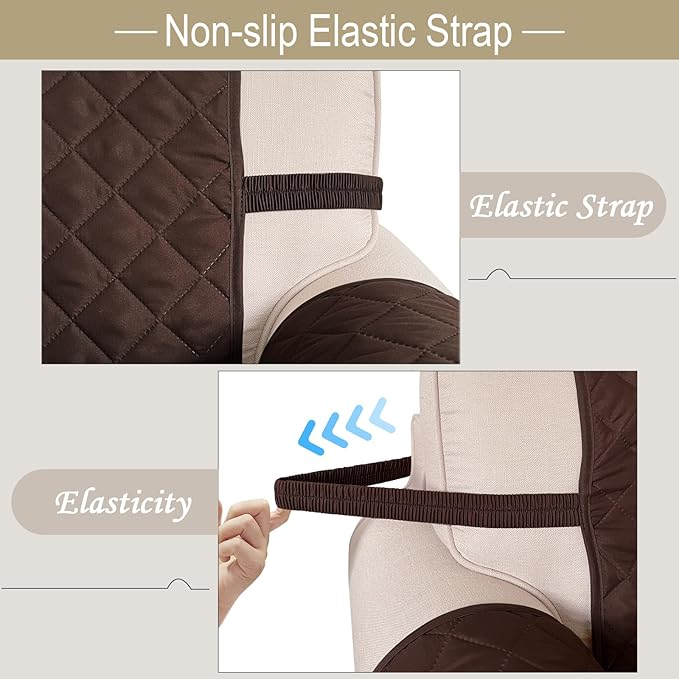 Reversible Couch Cover for 3 Cushion Couch Sofa Cover Washable for Pet Friendly with Elastic Straps Water Repellent(Sofa, Chocolate/Beige)